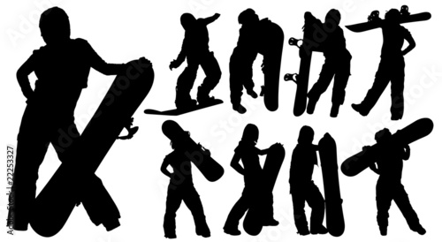 Woman with a snowboard gallery