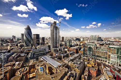 City of London wide angle landscape. Concept for business, interest rates, travel and cost of living. photo