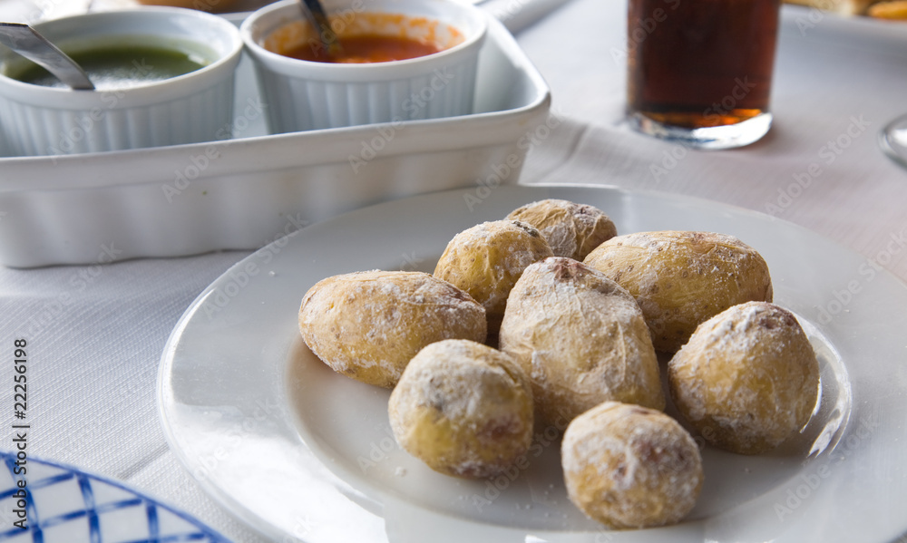 canarian potatoes (Papas arrugadas) with mojo sauces canarian potatoes (Papas arrugadas) with mojo sauces