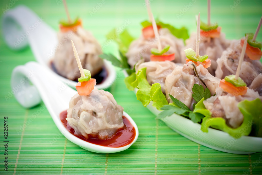 Bouchées de viande vapeur / Cuisine réunionnaise asiatique Bouchées de viande vapeur / Cuisine réunionnaise asiatique