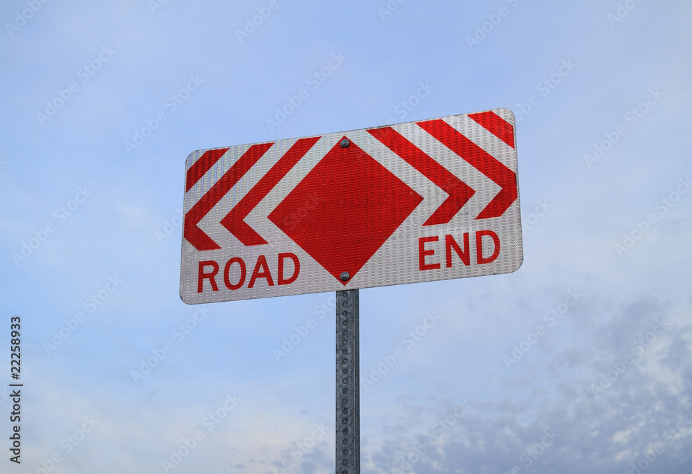 Road End Sign with sky in background Road End Sign with sky in background