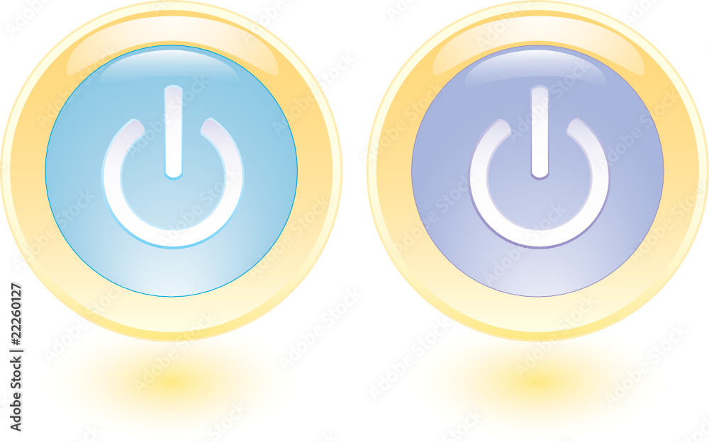 Vector icons with power on sign Vector icons with power on sign