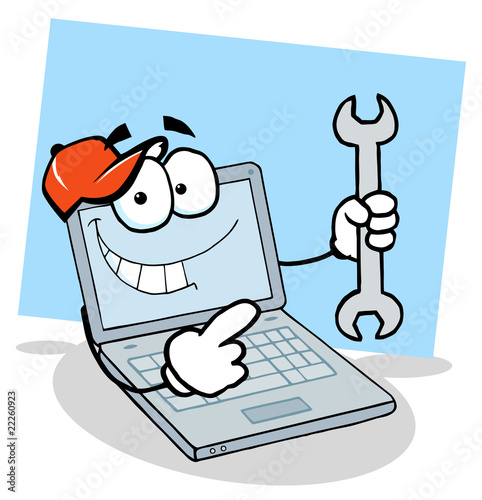 Laptop Guy Holding A Wrench