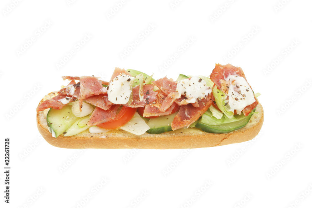 Open bacon and salad roll