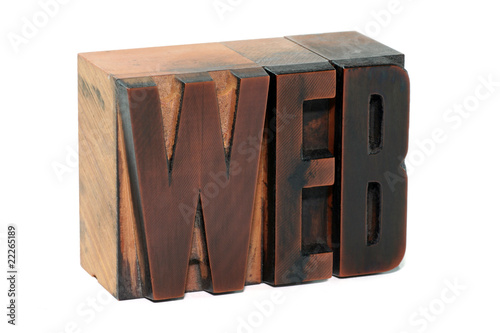 Web - old wooden letterpress type - isolated on white background