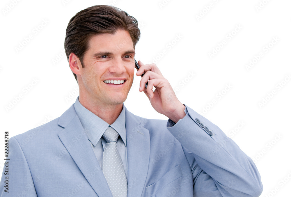 Portrait of a cheerful businessman talking on phone Portrait of a cheerful businessman talking on phone