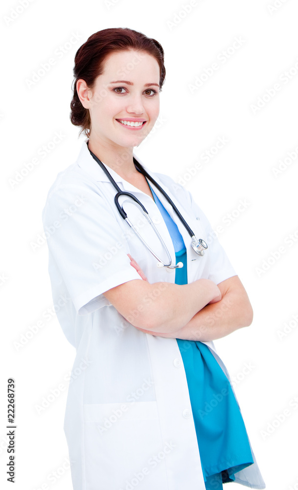 Portrait of an assertive female doctor with folded arms Portrait of an assertive female doctor with folded arms