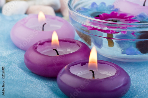 purple toned candles and flowers  2 