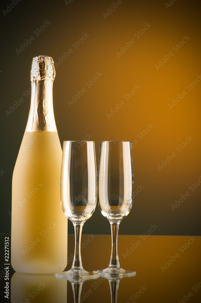 Champagne against color gradient background Champagne against color gradient background