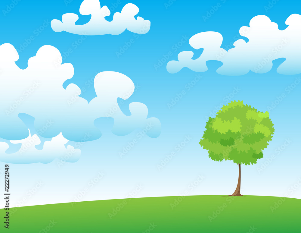 landscape with green tree landscape with green tree