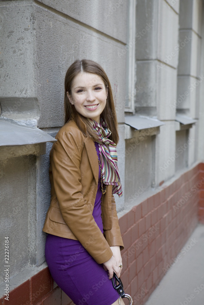 portrait young smiling woman with long hair portrait young smiling woman with long hair