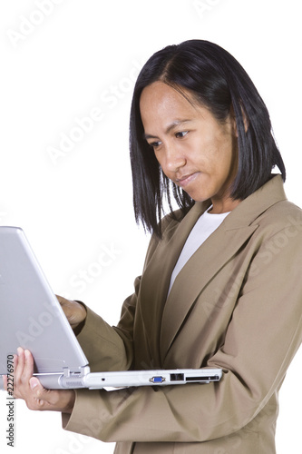 Businesswoman Holding a Laptop