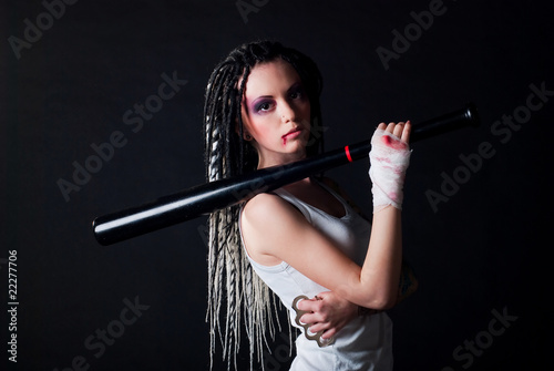 girl with baseball bat