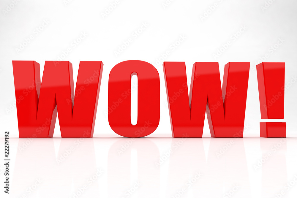 WOW written in big red letters on white background WOW written in big red letters on white background