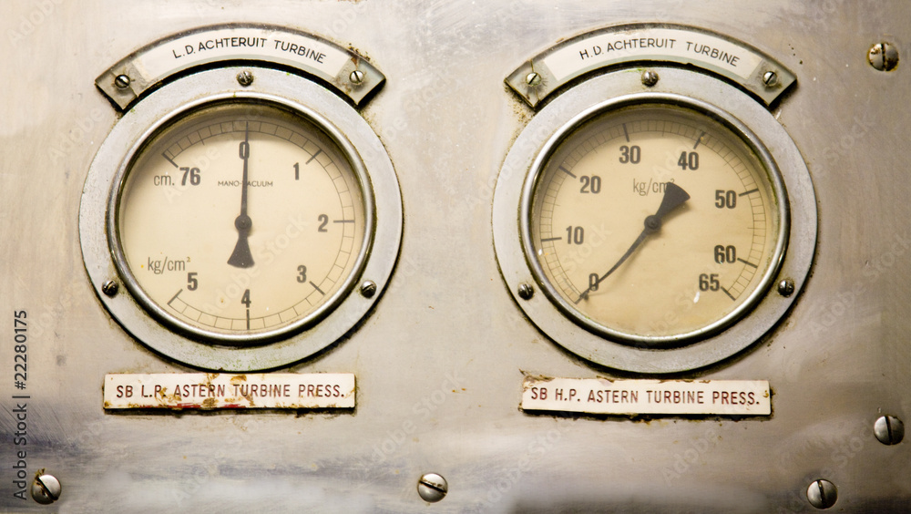 Naklejka premium A decayed panel of gauges.