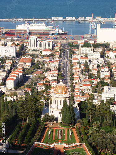 Hafen und Bahai Garten in Haifa
