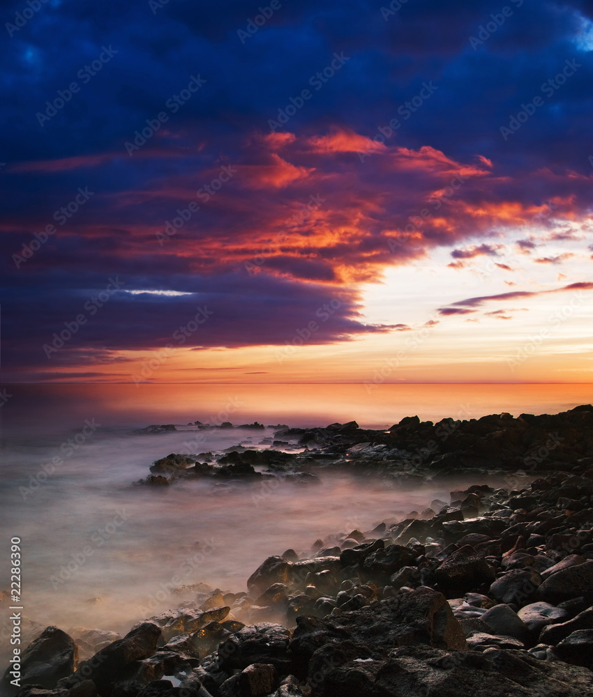 Tropical sunset on the Big Island. Hawaii. USA. Tropical sunset on the Big Island. Hawaii. USA.