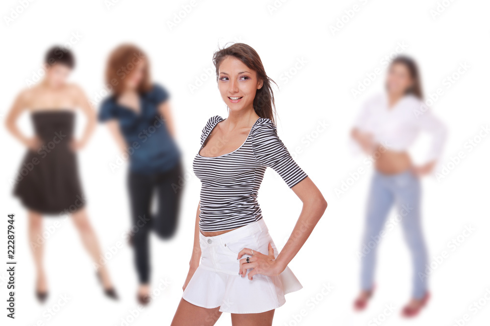 Naklejka premium Group of happy pretty girls