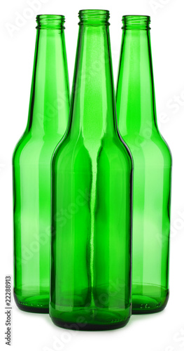 three green bottle isolated