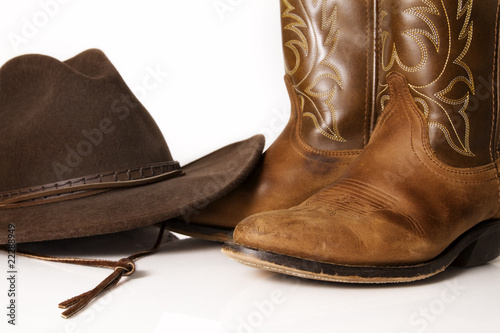 Boots with Hat on white