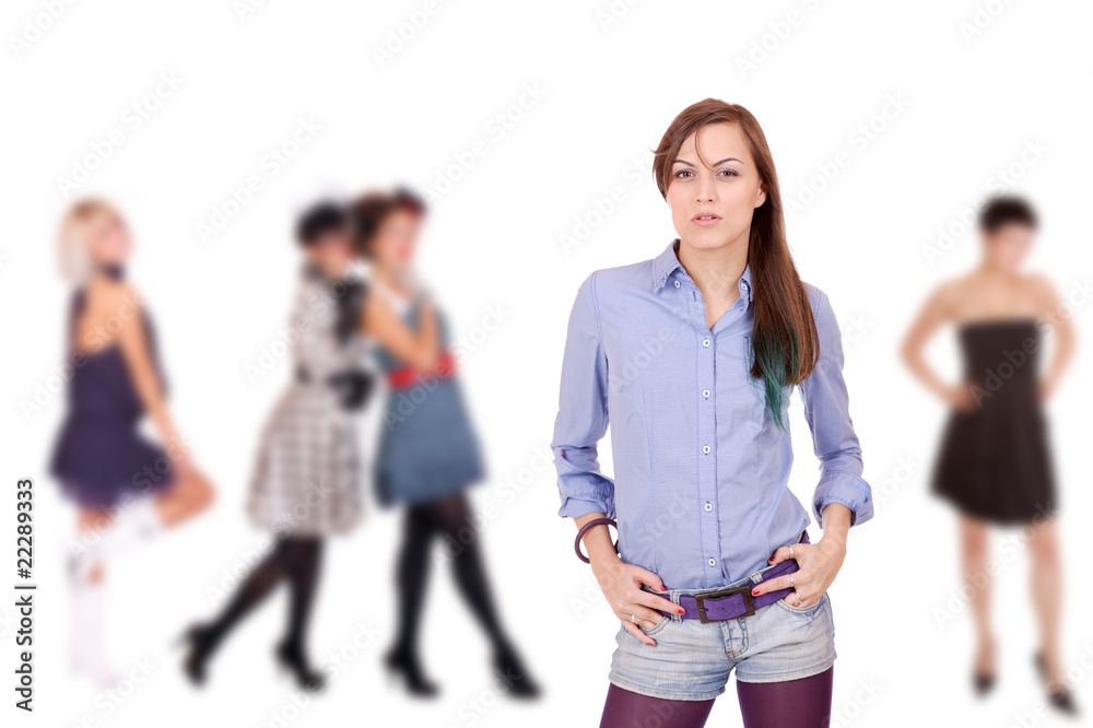 Group of happy pretty girls