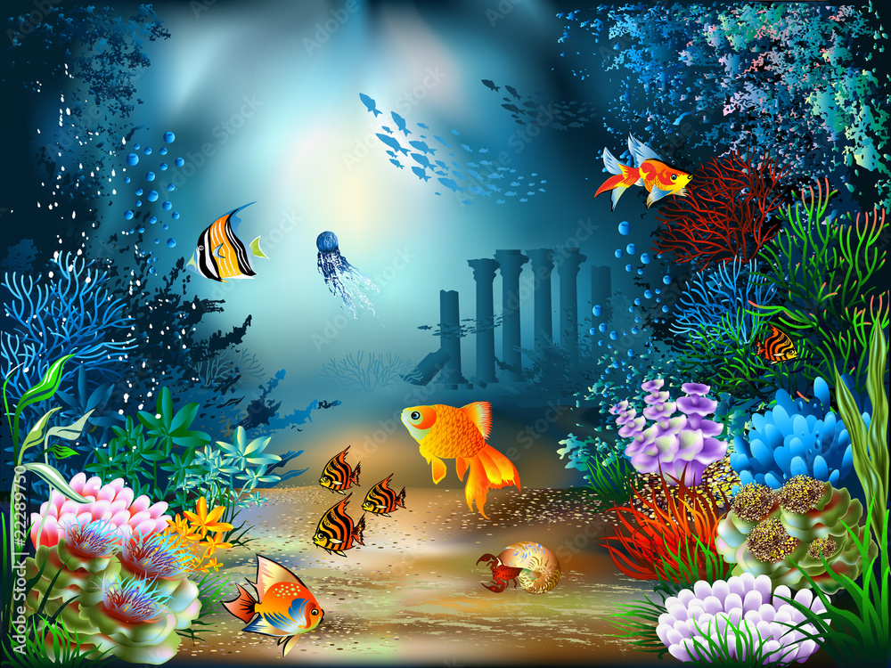 Naklejka premium Underwater World