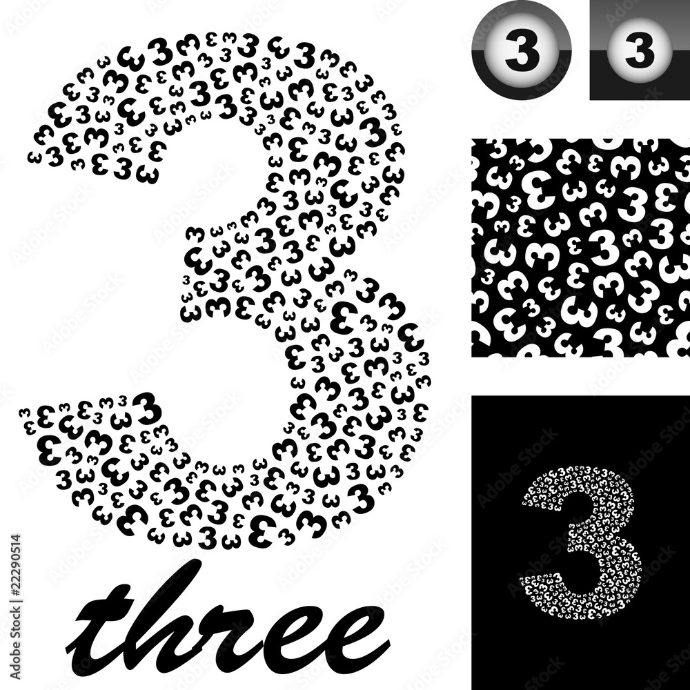 Three. Great vector set for design. Three. Great vector set for design.
