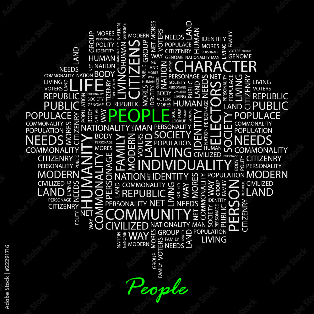 PEOPLE. Wordcloud vector illustration. PEOPLE. Wordcloud vector illustration.