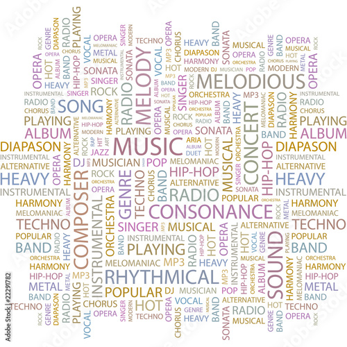 MUSIC. Word collage on white background.