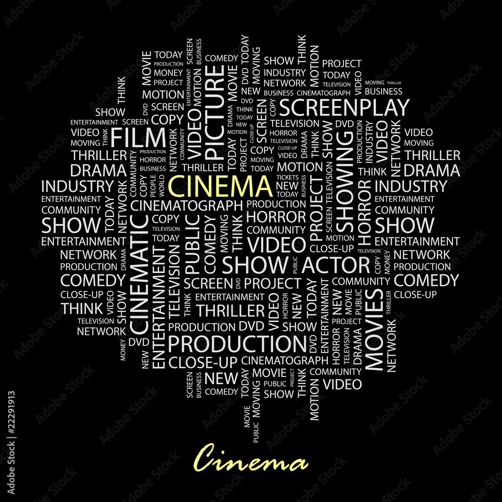 Fototapeta premium CINEMA. Word collage on black background.