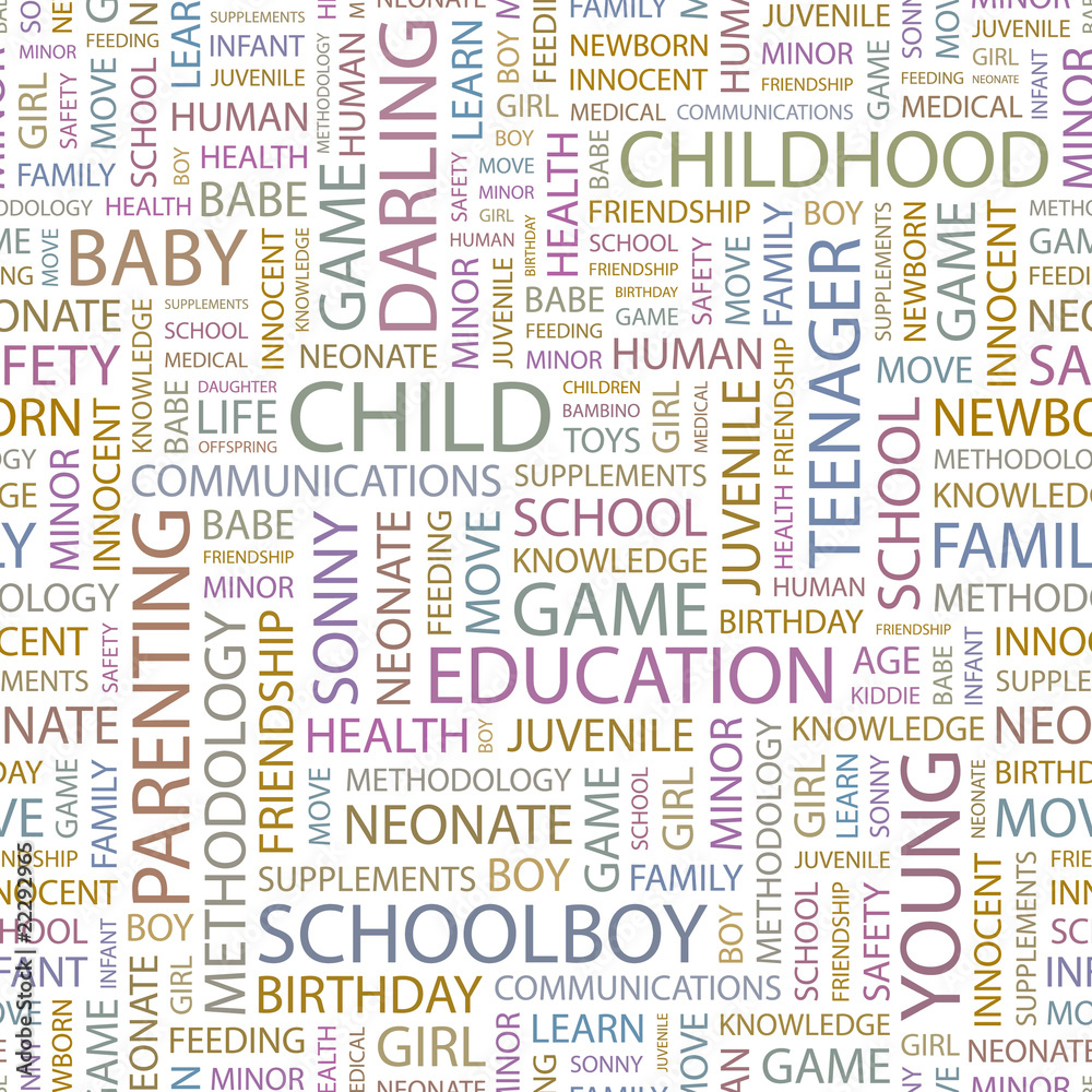 CHILD. Seamless vector pattern with word cloud. CHILD. Seamless vector pattern with word cloud.