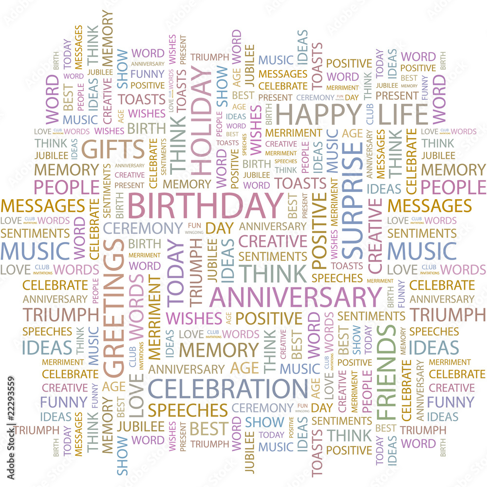 BIRTHDAY. Word collage on white background.