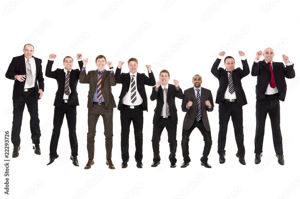 Group of jumping businessmen