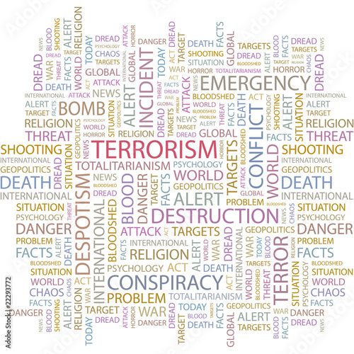 TERRORISM. Wordcloud illustration.