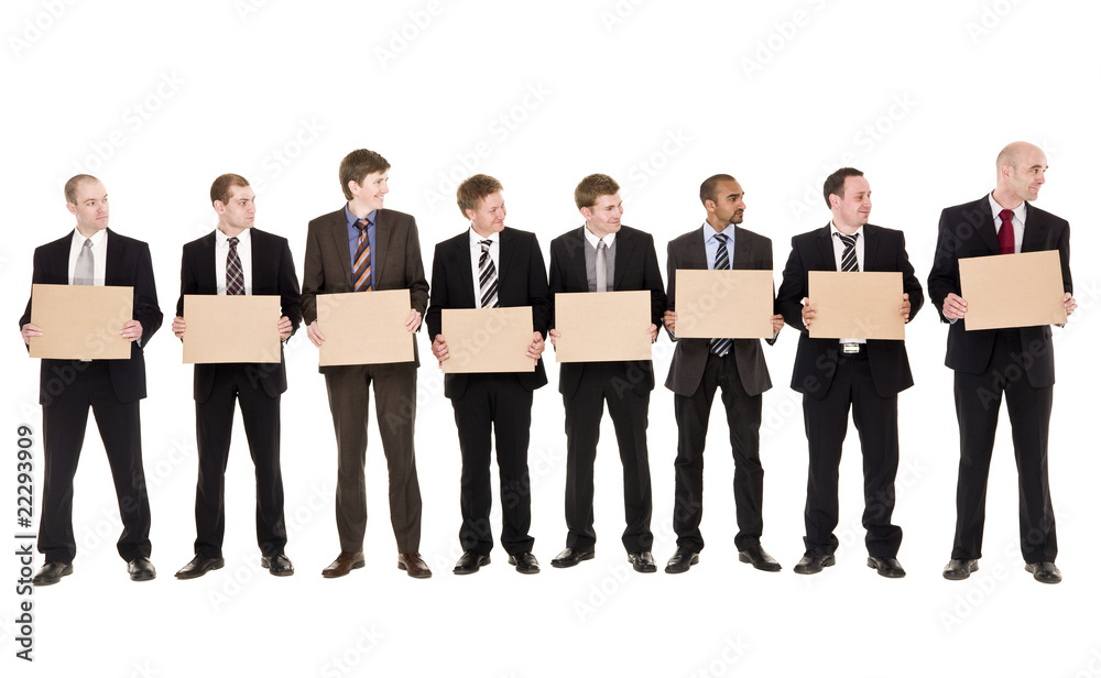 Obraz premium Men holding signs