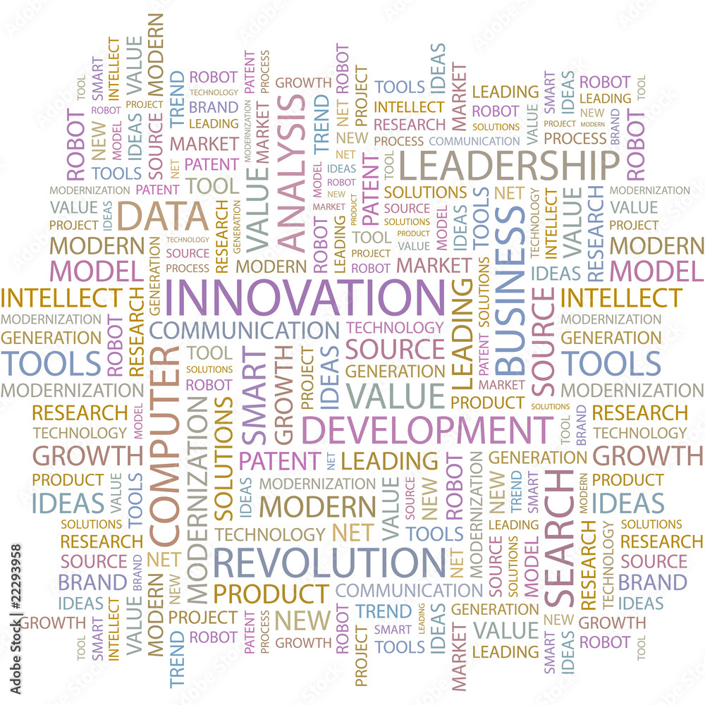 INNOVATION. Word collage on white background. INNOVATION. Word collage on white background.