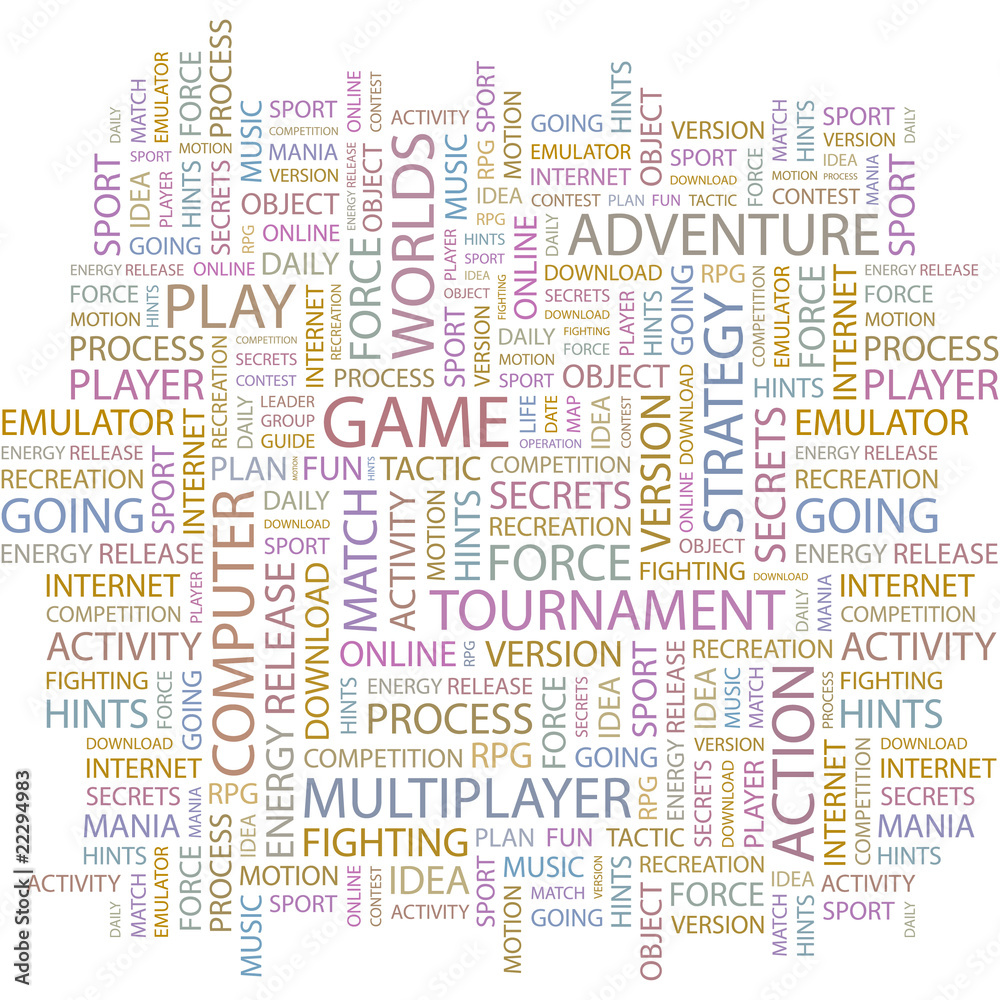GAME. Word collage on white background. Vector illustration. GAME. Word collage on white background. Vector illustration.