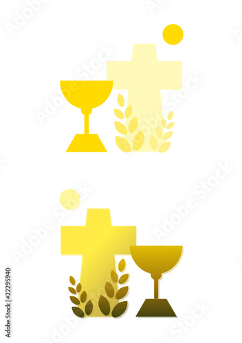 Christliches Abendmahl: Kelch und Kreuz (2 Farbversionen)
