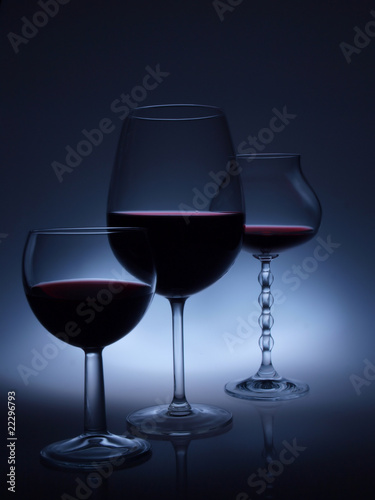 wine glasses on the dark background