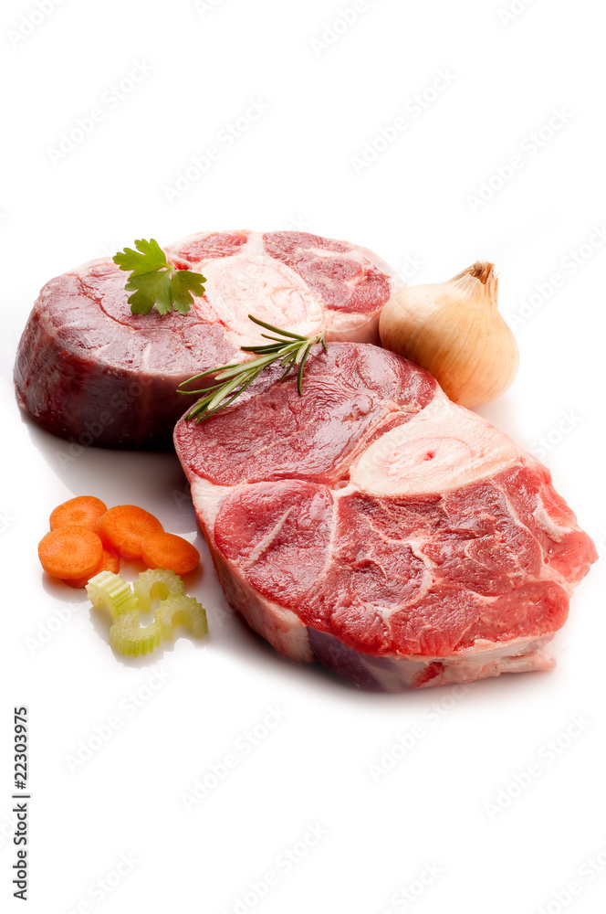 veal shank with ingredients ready to cook