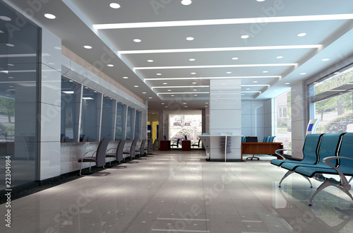 modern design interior of business hall. 3D render photo
