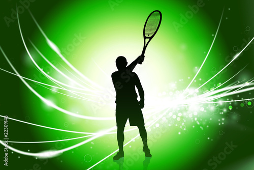 Tennis Player on Abstract Modern Light Background