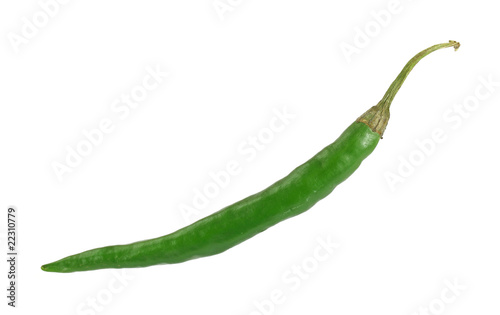 Single long green hot pepper