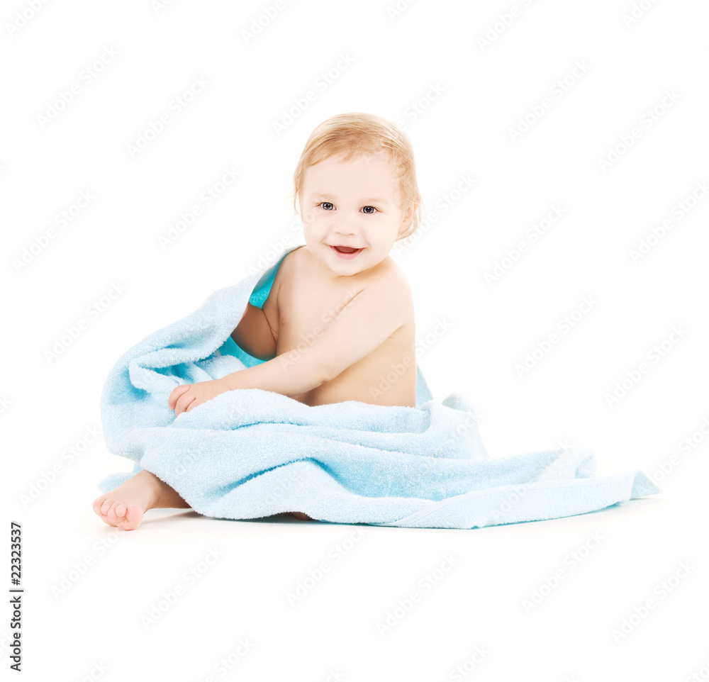 baby with blue towel baby with blue towel