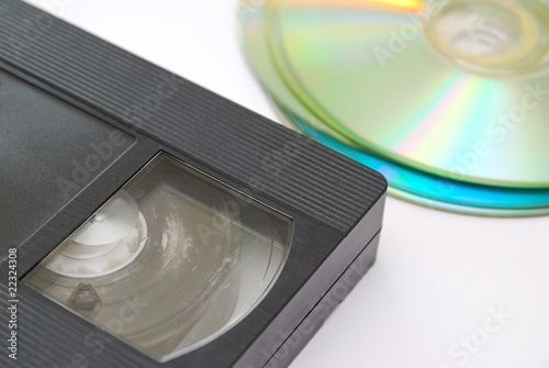 Old vhs video tape and cd