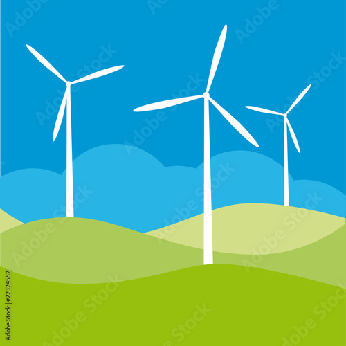 windmill on the field vector illustration cartoon