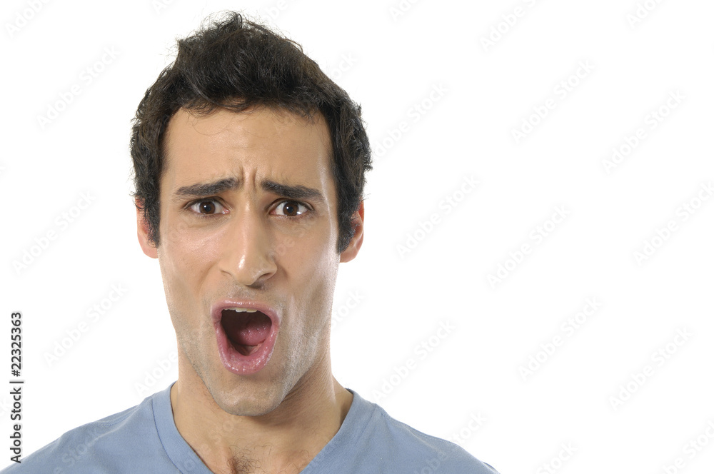 Scream of shocked and scared young man Scream of shocked and scared young man