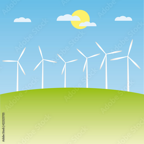 windmill on the field vector illustration cartoon