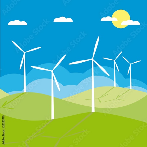 windmill on the field vector illustration cartoon