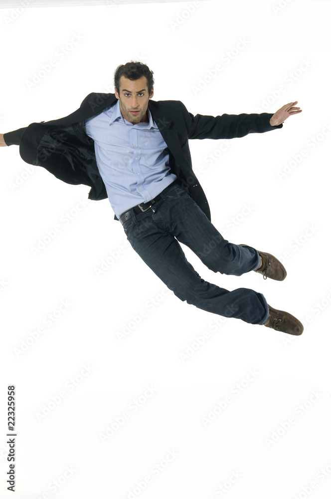happy businessman jumping